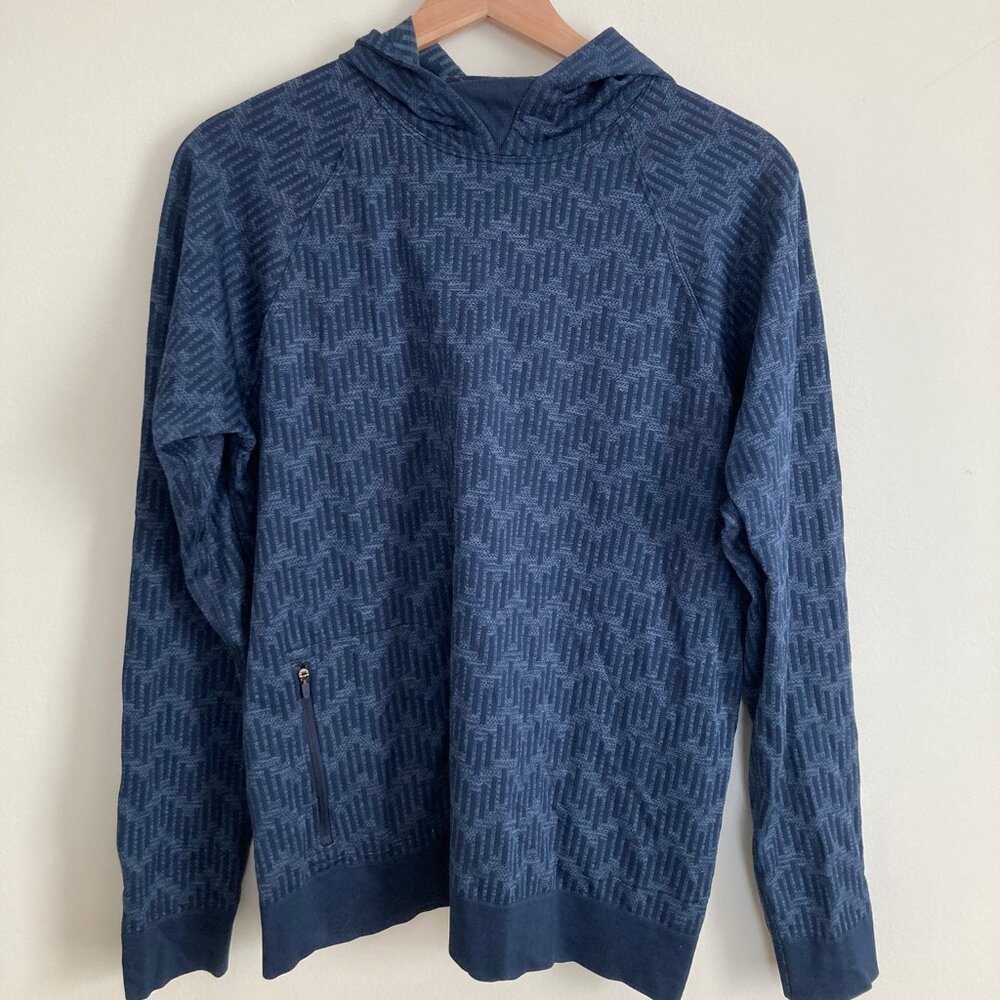 Lululemon Medium Rest Less Relaxed Hoodie Jacquard Knit Blue True Navy W3CCWS